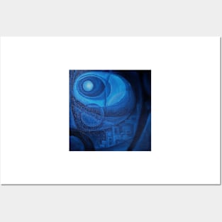 Oil Painting - Abstract Black and Blue, 2008 Posters and Art